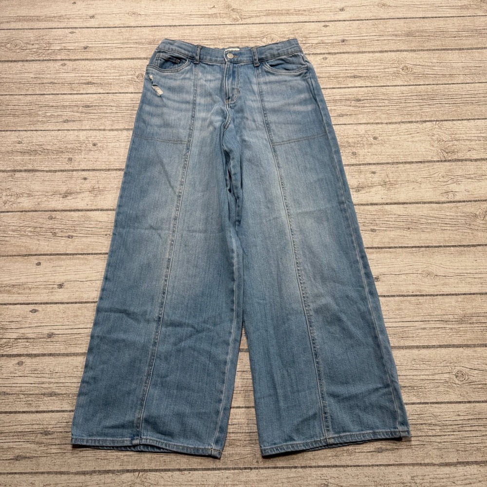 OshKosh B'gosh Jeans Girl's 14 Blue Light Wash Denim Wide Leg High Rise Baggy